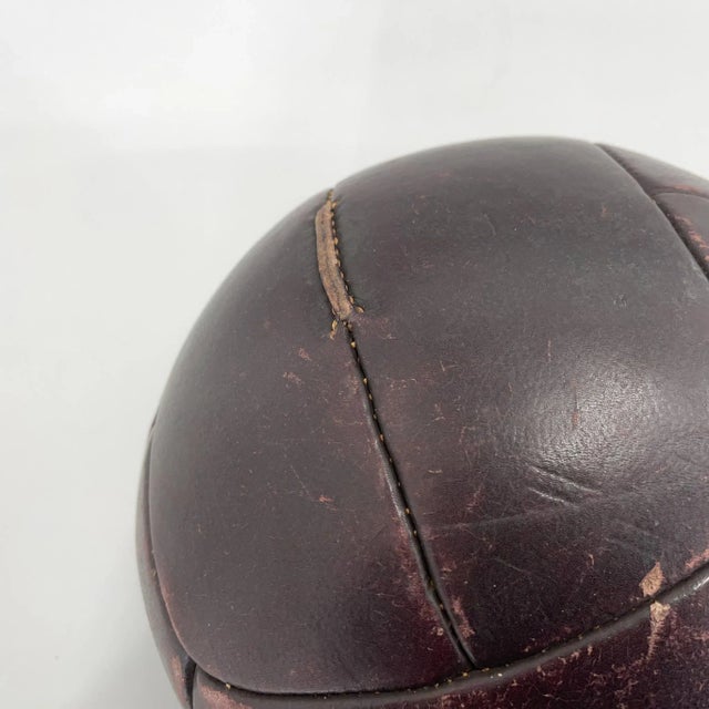 Vintage Mahogany Leather Medicine Ball, 1930s For Sale - Image 4 of 7