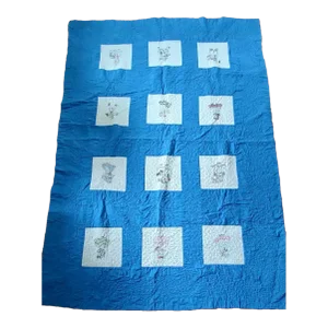 1940s Vintage Embroidered Quilt