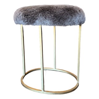 Hollywood Regency Brass Pouf/ Vanity Stool For Sale