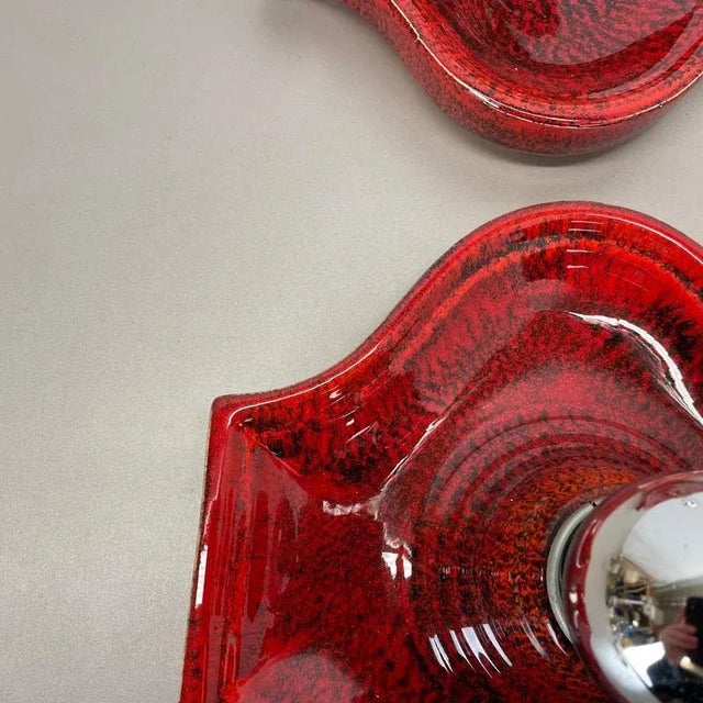 Red Ceramic Fat Lava Wall Lights from Hustadt Lights, Germany, 1970s, Set of 2 For Sale - Image 10 of 18