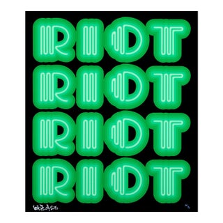 Ben Eine, Riot (Green), Rare Large Hand Signed Screen Print, 2015 For Sale
