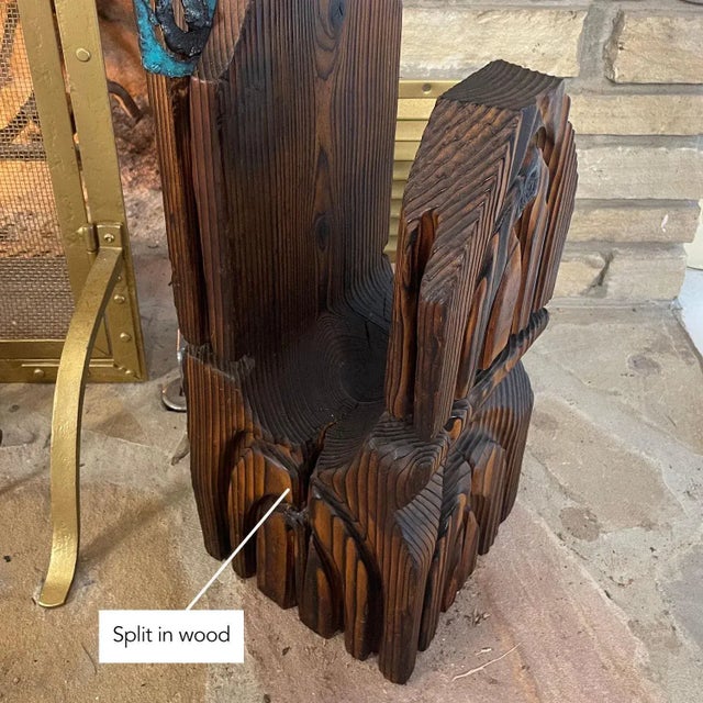 Witco Tiki Mid Century Wood Carved Fireplace Tool Set With Brutalist Accent For Sale - Image 15 of 15