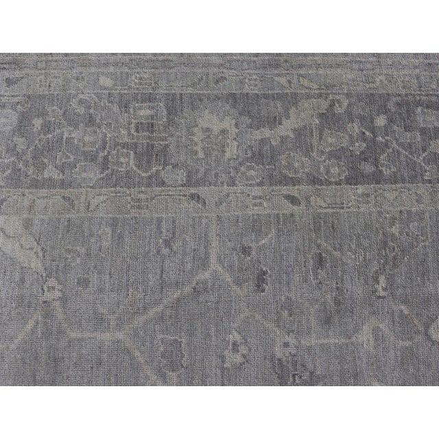 Textile Turkish Oushak Hand Knotted With Floral Motifs by Keivan Woven Arts For Sale - Image 7 of 12