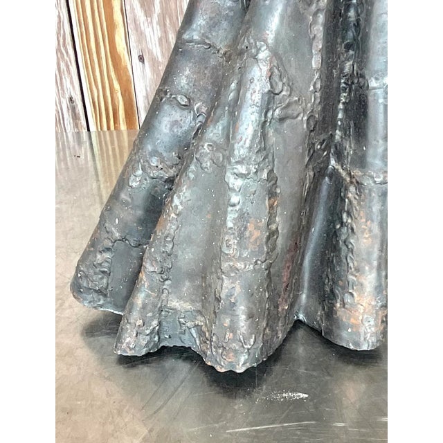 Metal Vintage Brutalist Patinated Steel Cloaked Woman Sculpture For Sale - Image 7 of 15