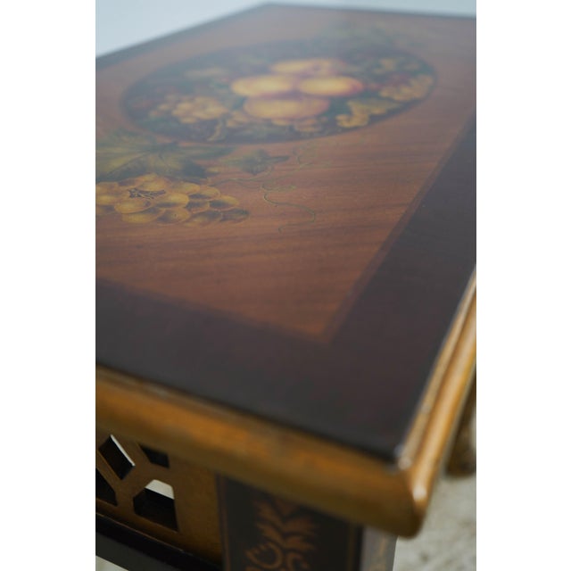 Paint Decorated Faux Bamboo Floral Painted Occasional Table For Sale - Image 12 of 13