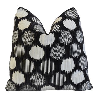 Designer Schumacher Cirque Carbon Modern Velvet Feather/Down Pillow 21" Sqaure For Sale