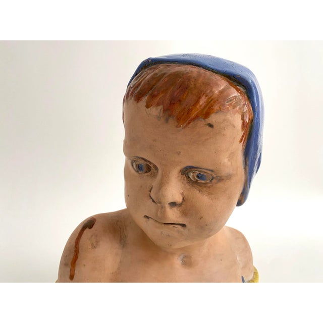 Ceramic Vintage Italian Terracotta Putto Signed For Sale - Image 7 of 8