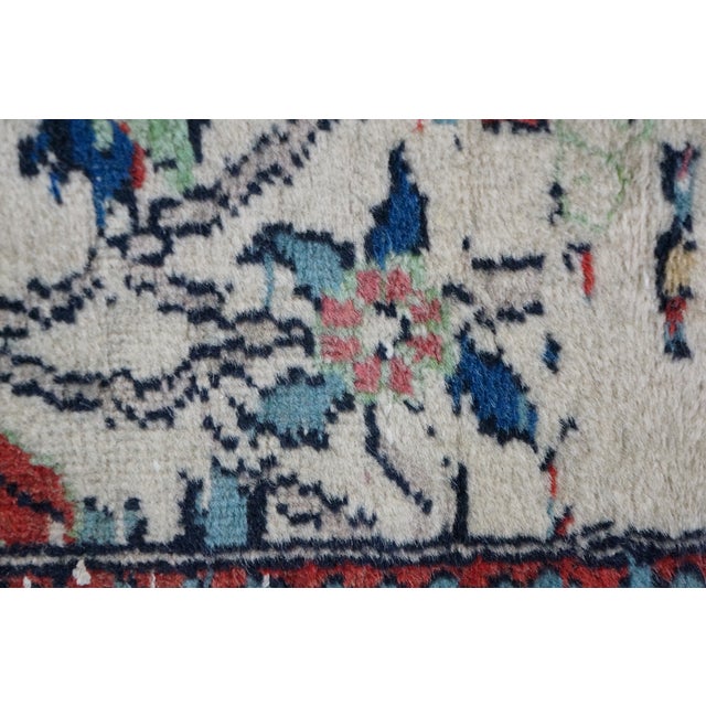 Ivory Vintage Hand-Knotted Oriental Floral Wool Area Rug Ivory Cream Midnight 3x5 For Sale - Image 8 of 12