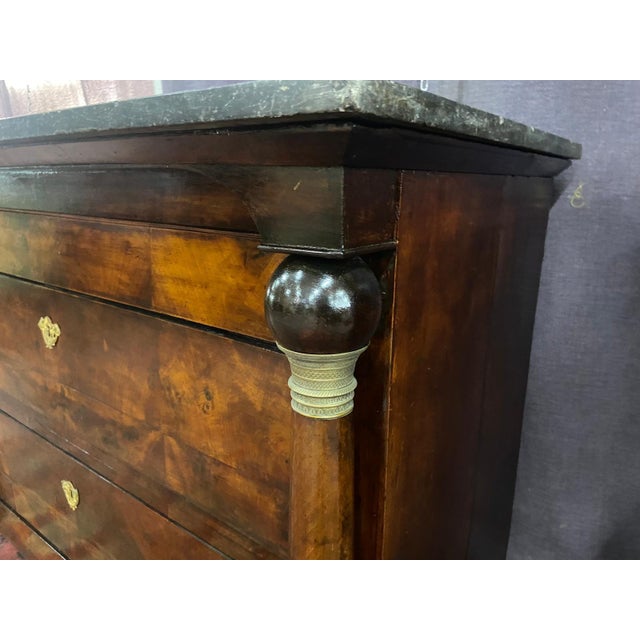 19th Century Empire Chest of Drawers with Marble Top, 1820 For Sale - Image 4 of 11