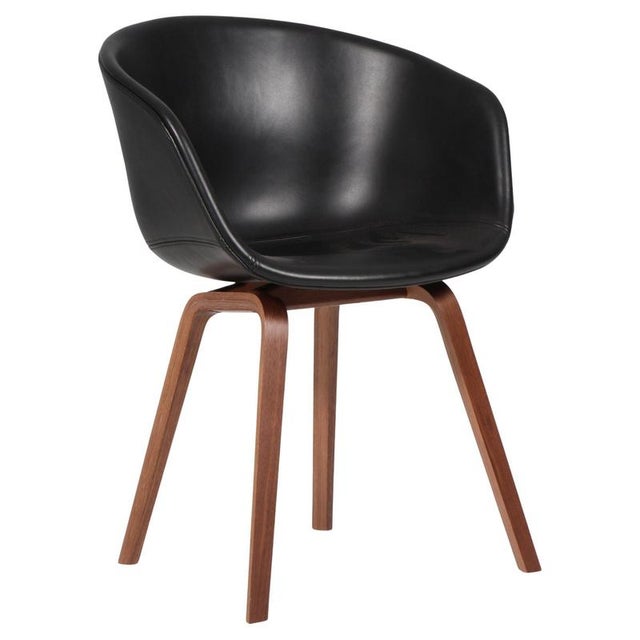 Wood Dining Chairs Model AAC22 in Walnut and Black Silk Aniline Leather from Hay For Sale - Image 7 of 7