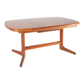 Dyrlund Style Mid Century Teak Hidden Leaf Dining Table For Sale