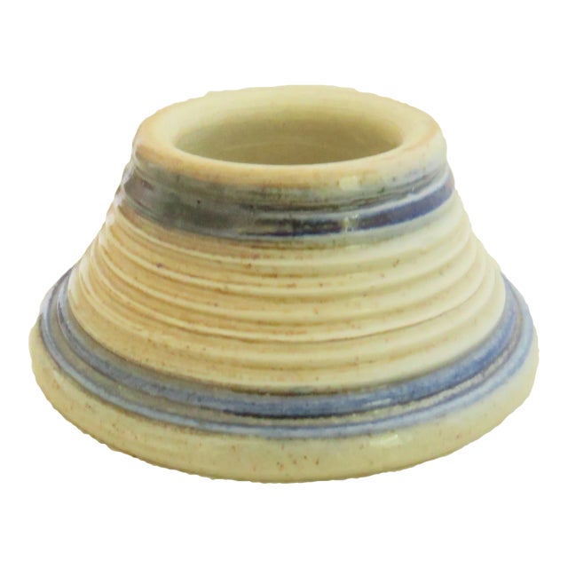 French Farmhouse Style Gray & Blue Ribbed Match Striker For Sale