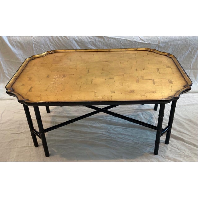 Kittinger Chinese Chippendale Faux Bamboo Tray Top Cocktail Table Gold Finish Top For Sale - Image 9 of 11