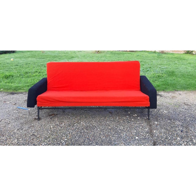 Vintage Sofa in Red and Black Fabric, 1970 For Sale - Image 11 of 12