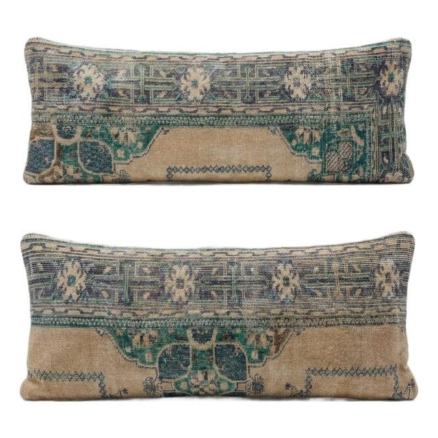 Bohemian Turkish Bedding Rug Pillow Cover 16'' X 47'' - Set of Two For Sale