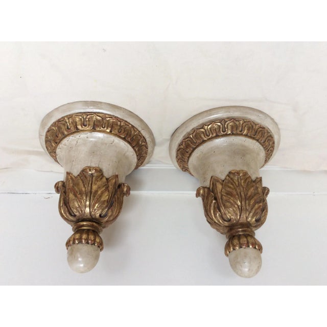 Cream Antique Italian Wall Brackets - A Pair For Sale - Image 8 of 9