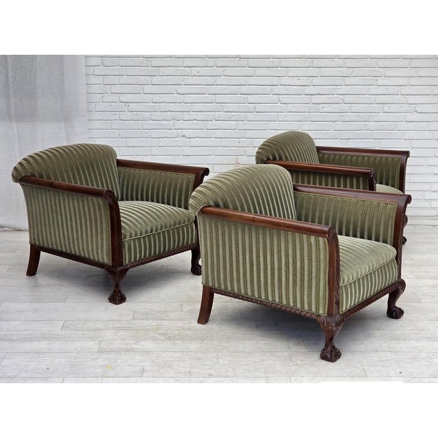 Danish Armchair in Furniture Velour and Teak Wood, 1950s For Sale - Image 14 of 15