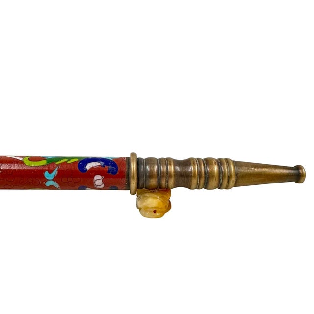 Early 20th Century Chinese Cloisonne Smoking Pipe For Sale - Image 4 of 16