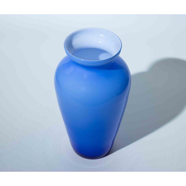 Murano Cobalt Blue Art Glass Vase, 1970s For Sale - Image 4 of 5