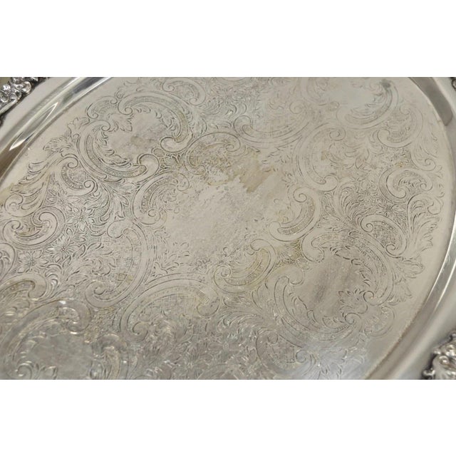 Mid 20th Century Vintage Epca Bristol Silver by Poole 73 16 Silver Plated Oval Platter Bar Tray For Sale - Image 5 of 11