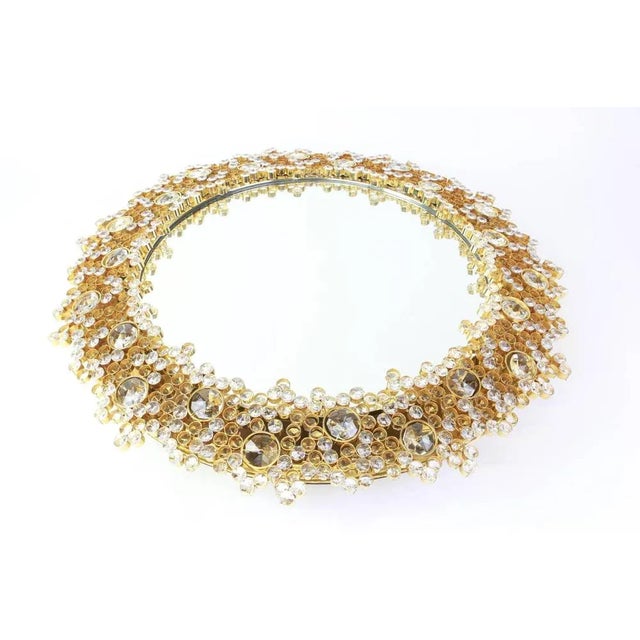 Metal German Gilded Brass and Crystal Glass Backlit Mirror from Palwa For Sale - Image 7 of 8