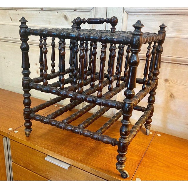 Turned Wood Newspaper Rack For Sale - Image 10 of 10