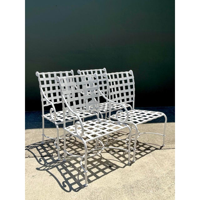 Metal Vintage Brown Jordan Cast Aluminum “Florentine” Dining Chairs - Set of 4 For Sale - Image 7 of 12