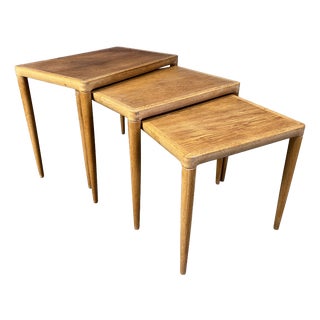Nesting Tables in Oak attributed to H.W. Klein for Bramin, Denmark, 1960s, Set of 3 For Sale