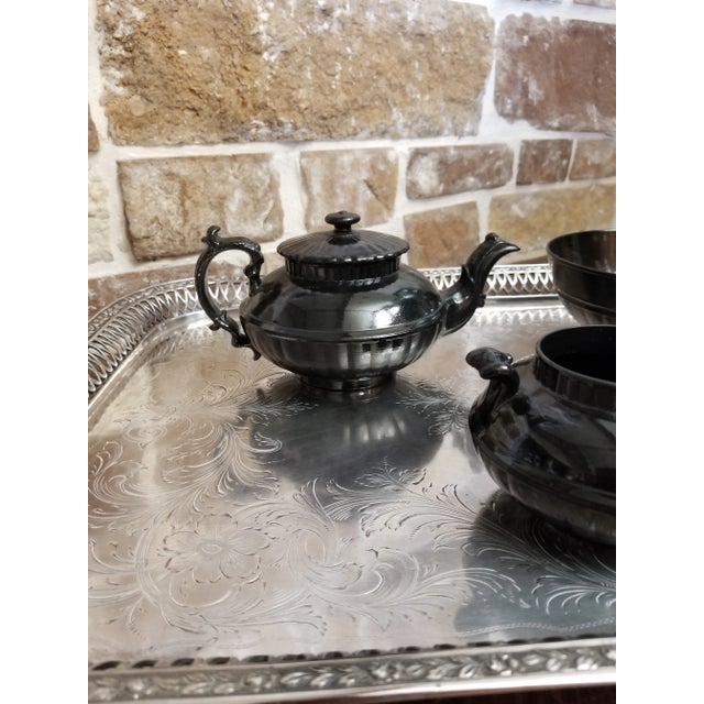Antique Hackwood Black Basalt Tea Set For Sale - Image 11 of 12