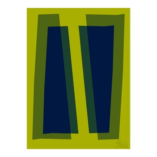 Deep Navy and Lime Transparencies Fine Art Print 18" X 24" by Liz Roache For Sale