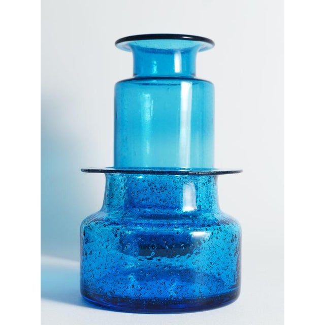 Cobalt Blue Bubble Glass Vases by Erik Höglund for Boda, 1960, Set of 2 For Sale - Image 6 of 18