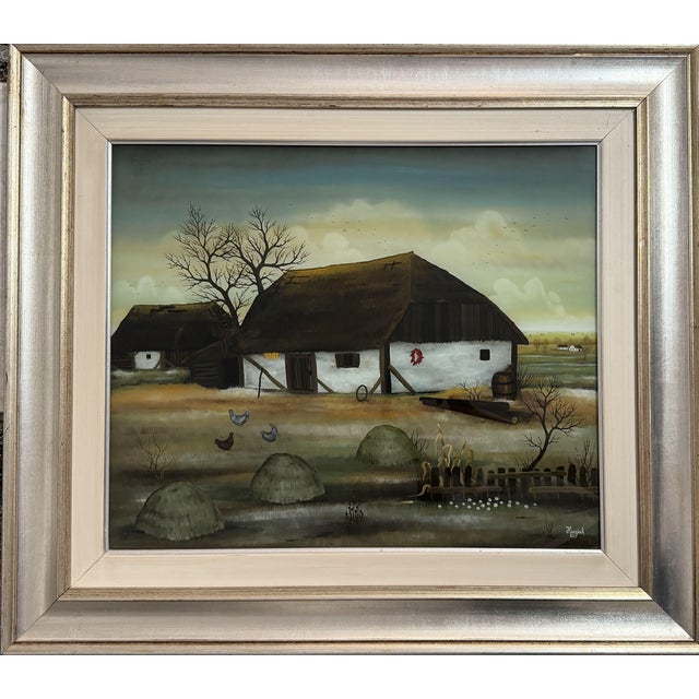 Glass Zlatko Huzjak, Landscape Composition, 1980s, Oil Painting on Glass, Framed For Sale - Image 7 of 8