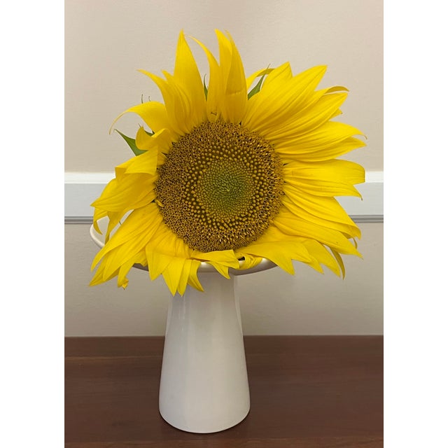 Mid 20th Century Japanese Mid-Century Modern White Pottery Bud Vase for Flowers / Ikebana For Sale - Image 5 of 15