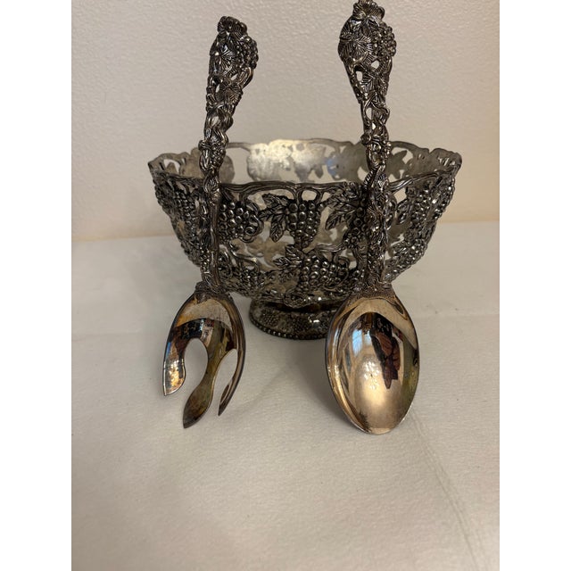 This stunning vintage three-piece serving set from Godinger features an intricate, reticulated grapevine design crafted in...