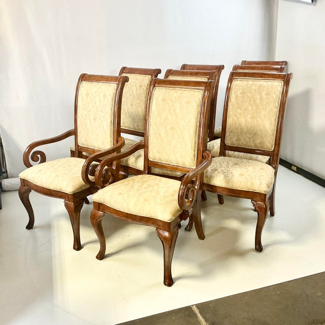 Vintage Home is pleased to present this set of 8 Thomasville Dining Chairs. They feature French Empire Regency...