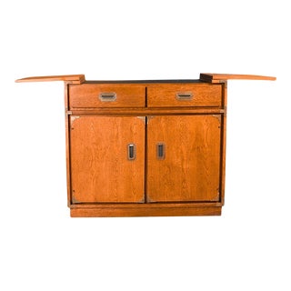 1960s Mid-Century Drexel Accolade Campaign Rolling Buffet Server Bar Cart For Sale