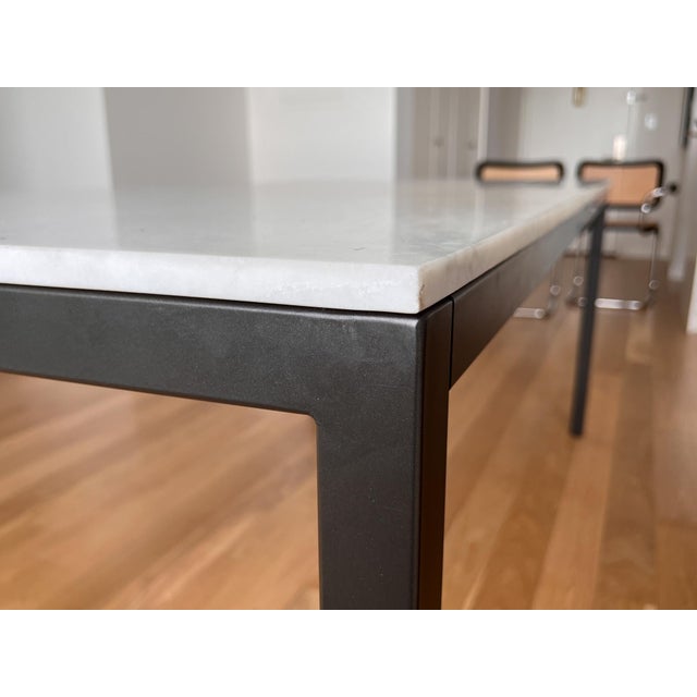 Williams Sonoma White Marble Parsons Style Dining Table For Sale In New York - Image 6 of 9