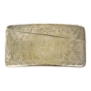 Early 20th Century Victorian Webster Floral Bow Sterling Silver Calling Card Holder