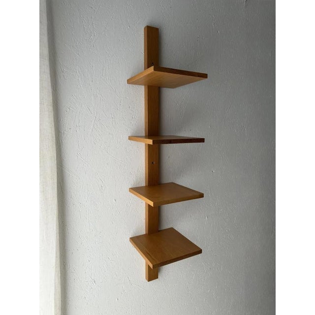 Mid Century Solid Oak Asymmetrical Wall Rack For Sale - Image 5 of 10