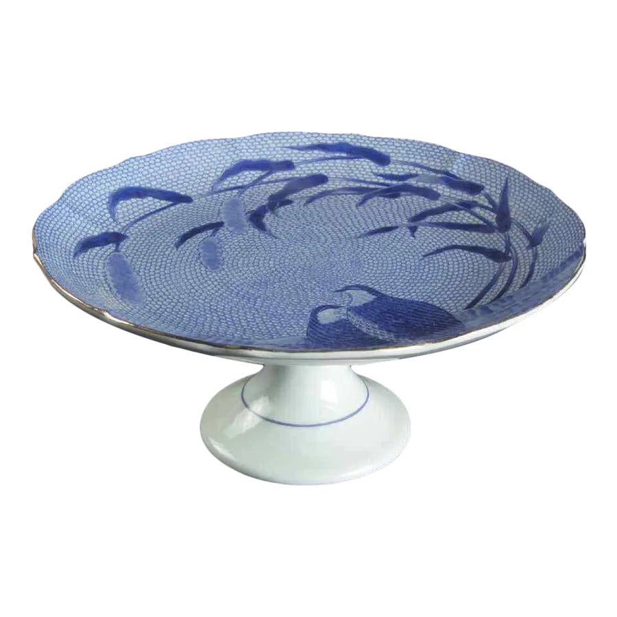 Vintage Japanese Arita Footed Cake Plate | Chairish