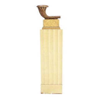 Art Deco Carved Horn Shape on Scallop Woden Pedestal Floor Lamp Base For Sale