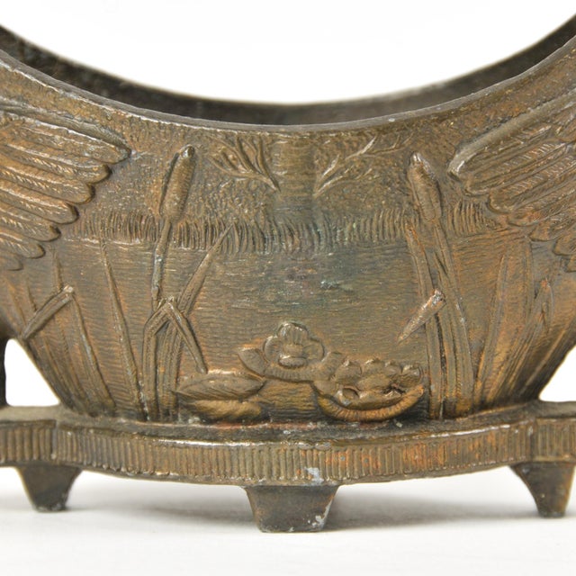 Antique Bronze Swan Ashtray Small Boat Shaped Dish For Sale - Image 9 of 10