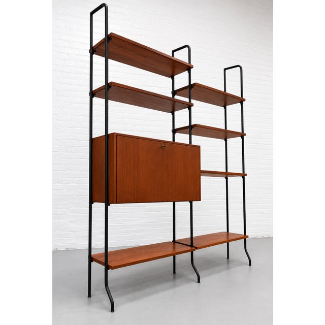 Mid Century Modern Italian Teak Freestanding Wall Unit Bookcase – Vintage Wall Shelving, C. 1950’s For Sale - Image 11 of 17