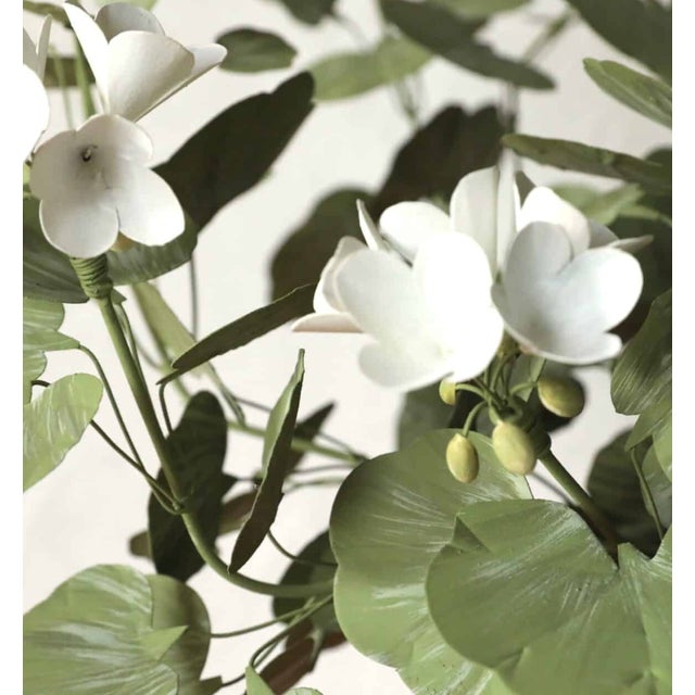Green Hand Painted Tole Geranium in Pot For Sale - Image 8 of 10