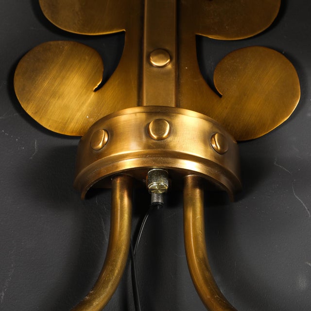 Mid 20th Century Mid-Century Modern Brass Two-Arm Sconces W/ Sculptural Volute Motif - a Pair For Sale - Image 14 of 18