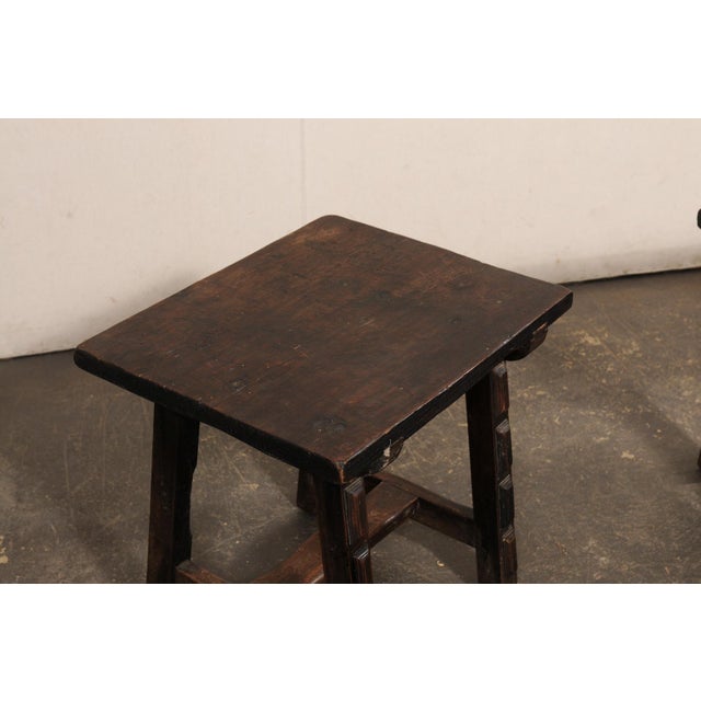 1800s Italian Trestle Leg Wood Side Tables - A Pair For Sale - Image 9 of 11