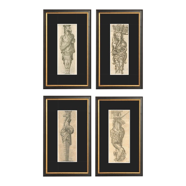 Nouveaux Pourtraitz Et Figures De Termes by Joseph Boillot Set of Four Framed Prints For Sale