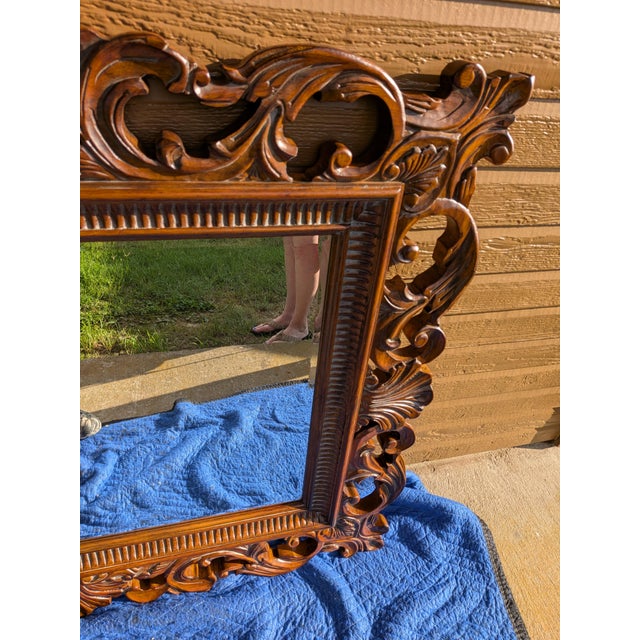 1990s Drexel Heritege Large Mahogany Framed Wall Mirror. This Mirror Is Part of the Talavera Tuscan Collection. For Sale In Dallas - Image 6 of 8