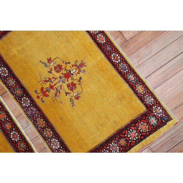 Whimsical Pair of Yellow Persian Ferehan Mats For Sale In New York - Image 6 of 6