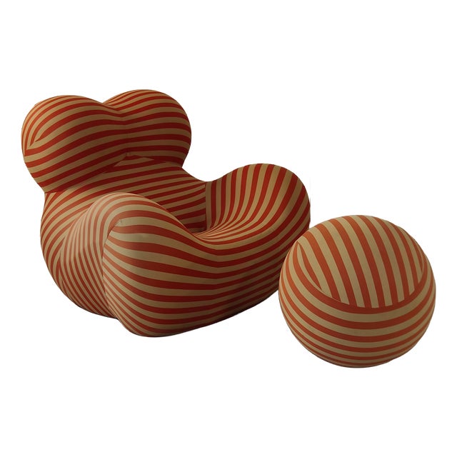 Set of La Mamma Lounge Chair and Ottoman by Gaetano Pesce for B&B Italia, 1970s For Sale